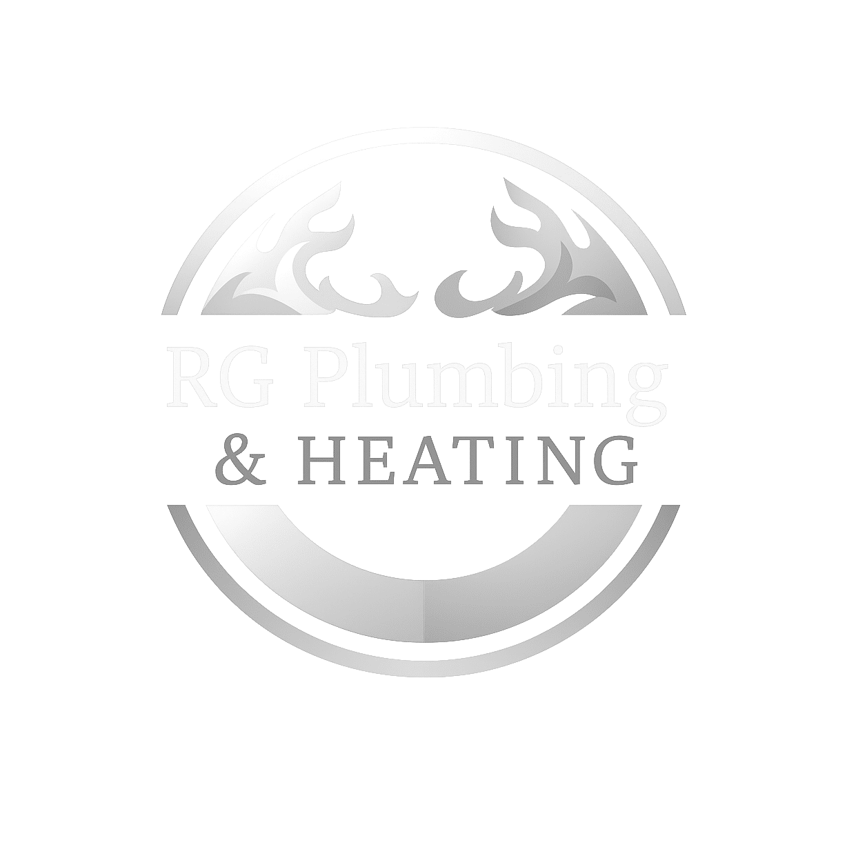 rg plumbing & heating logo upscaled transparent light greyscale